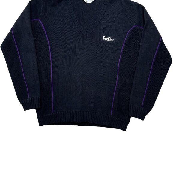 FedEx Sweater Stan Herman VF Imagewear Men's Size XL Black Vintage V-Neck - Picture 4 of 7